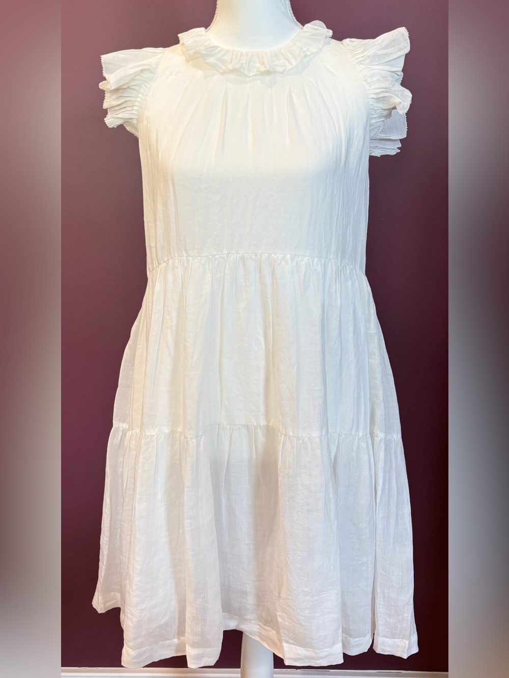 White Ruffled Sleeve Dress Top